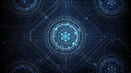futuristic digital grid with multiple glowing artificial intelligence cores interconnected with circuit lines.