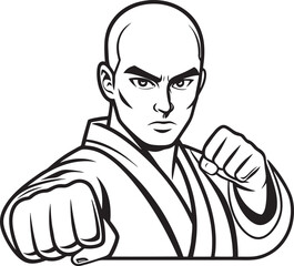 Determined fighter in a combat pose