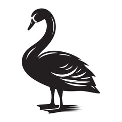 Elegant silhouette of a graceful swan in profile symbolizing purity and beauty