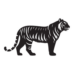 Majestic tiger silhouette for wildlife and nature designs