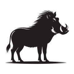 Distinctive silhouette of a wild warthog a powerful african mammal