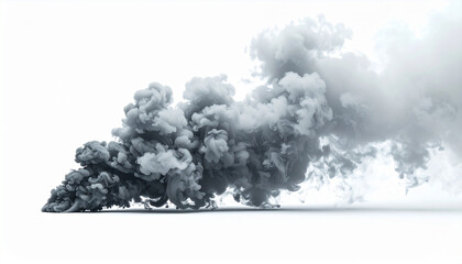 Abstract smoke formation. Smoky cloud on white backdrop. Vapor effect.