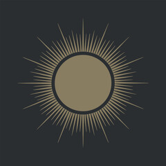 Radiant Sun Symbol with Geometric Rays A Representation of Energy and Vitality in Graphic Design