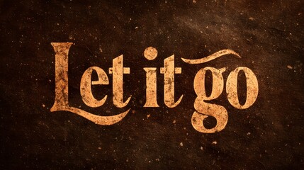 Intricately Inscribed "Let it go" on Distressed Brown Paper Featuring Vintage Etching Effects, Subtle Gradients, and Captivating Depth in a Creative Artwork