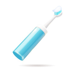 An electric toothbrush equipped with a generous amount of toothpaste atop its bristles, ready for use in your daily oral care routine