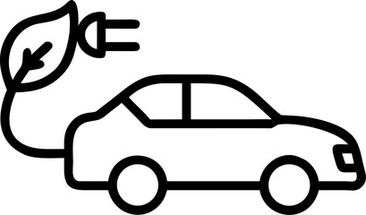 A clean modern vector illustration of an electric car smoothly driving on a large green leaf symbolizing eco friendly transportation and nature