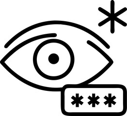A stylized graphic icon representing a password field with a visible eye symbol crossed out indicating a hidden or protected password status