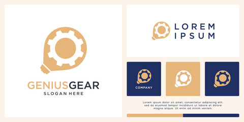 Genius gear logo design with bulb