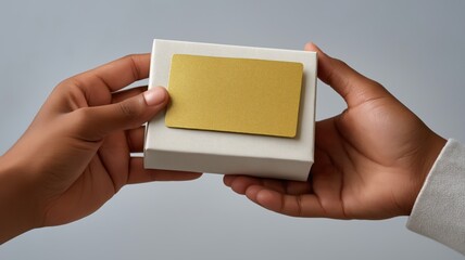 Gift exchange with elegant gold card for special occasions