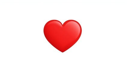 A bright red heart symbol centered on a clean white background, representing love, romance, affection, and care, ideal for concepts of Valentine's Day, relationships, emotions, and positive feelings