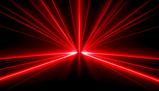 Crossed beams of red spectrum light on a black background