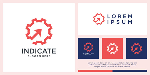 Arrow indicate logo design with gear