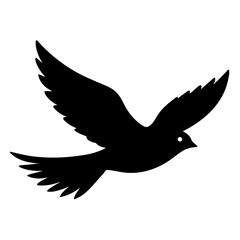Obraz premium Graceful black bird silhouette in flight, a simple icon of peace and freedom.