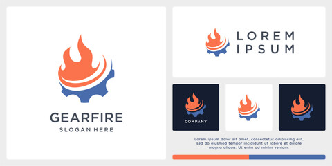 Gear fire logo design template