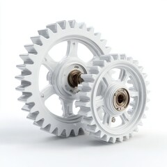 white gears meshing together smoothly