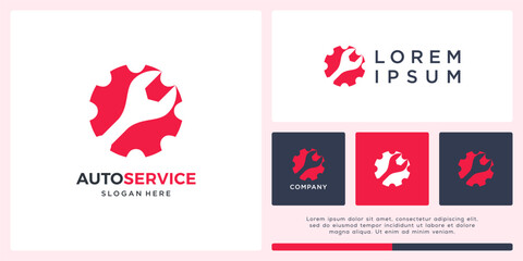 Auto service logo design with wrench and gear