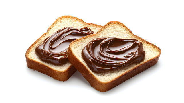 Minimalist food composition of white bread with chocolate spread for culinary design - Powered by Adobe