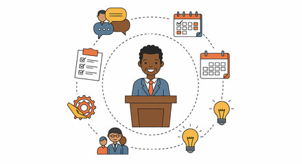 Title: Confident Public Speaker: A Conceptual Illustration of Communication, Planning, and Collaborative Ideas