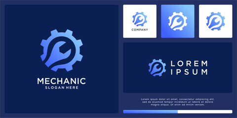 Gear mechanic logo design template