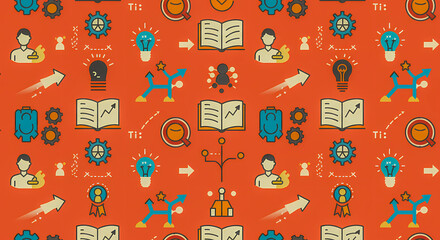 Problem-Solving Process: A Seamless Pattern of Business Icons for Innovation, Education, and Development