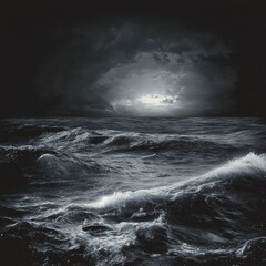 Obraz premium The ocean is dark and the waves are crashing