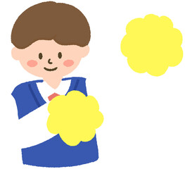 응원 귀여운 교복 입은 남자 학생 손그림