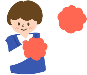 응원 귀여운 교복 입은 여자 학생 손그림