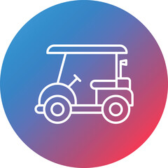 Golf Cart Line Gradient Circle Background Icon