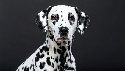 Dalmatian portrait against black background