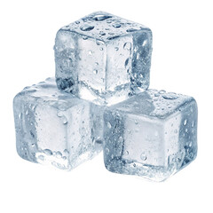 Ice cubes isolated on transparent background  
