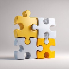 Fototapeta premium yellow and white puzzle pieces together