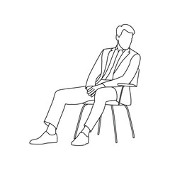 Handsome male sitting on chair, relaxed body sketch