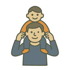 illustration dad with child on shoulders vector on white background
Vector illustration icon on white background