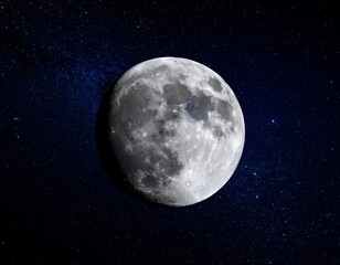 Full moon in a starry night sky