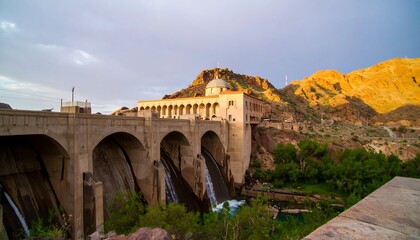 Obraz premium Dam structure with flowing water