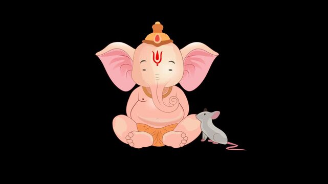 Baby Ganesha Sitting Animation with Alpha Channel