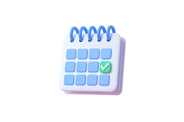 Animated calendar icon with a colorful flip design and check mark for planning and organization