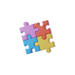 Colorful puzzle pieces interlocking in harmony on a solid black background symbolizing creativity