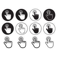 A collection of various hand-drawn icons featuring gestures, symbols, and communication signs