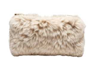 PNG of Stylish beige faux fur clutch bag, perfect for adding elegance to any outfit.