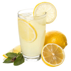 Lemonade glass isolated on transparent background  
