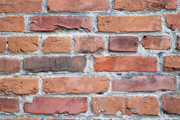 Wysokiej jakości tekstura przedstawiająca stary mur z czerwonej cegły. 