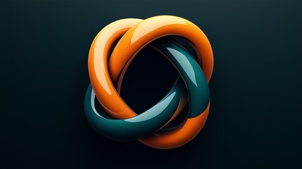 Intertwined shapes in orange and teal create a striking abstract design with a modern look