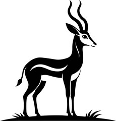 A graceful antelope illustration, perfectly captured in monochrome silhouette, showcasing elegance