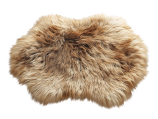 PNG of A luxurious, shaggy brown and cream faux fur rug that adds warmth to any interior space.