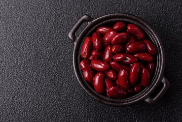 Red beans canned as an ingredient for cooking healthy or vegetarian food. Canned beans