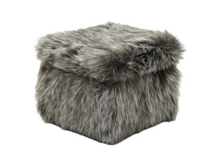 PNG of Luxurious faux fur storage ottoman adds elegance and comfort to any living space.