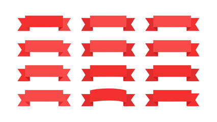 Red ribbon banner vector set design element collection decoration promotion tag