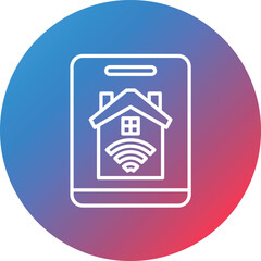Smart Home Line Gradient Circle Background Icon