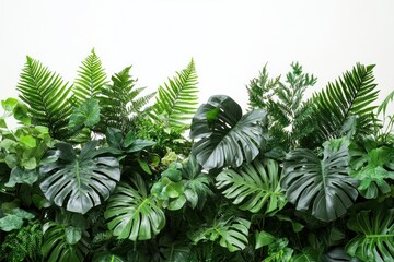 Monstera Leaves And Delicate Ferns